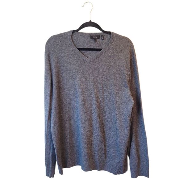 Theory Men's Charcoal Grey Merino Wool Blend V-Neck Sweater Size XL - Picture 1 of 6